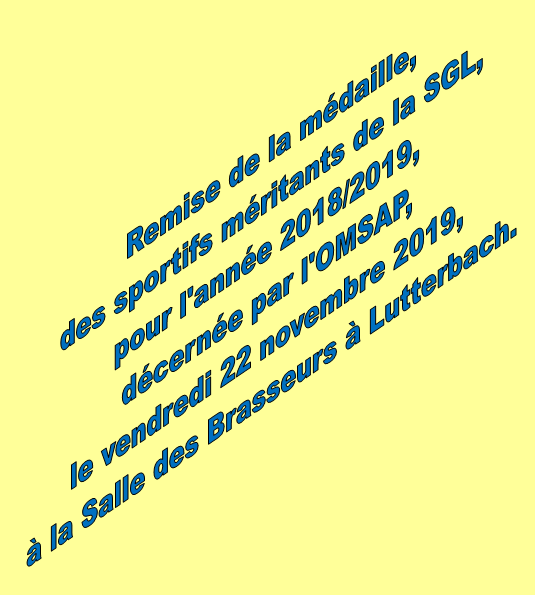 Remise de la médaille, des sportifs méritants, le 22/11/2019