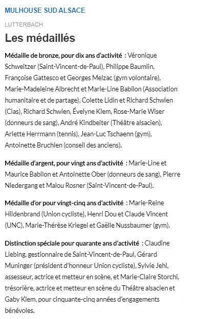 Liste des récipendiaire par l'OMSAP, le 13/05/2022